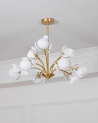 Ginkgo Leaf Chandelier with Frosted Glass Globes