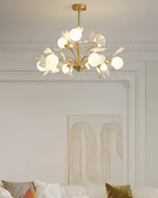 Ginkgo Leaf Chandelier with Frosted Glass Globes