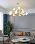 Ginkgo Leaf Chandelier with Frosted Glass Globes