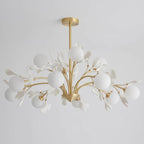 Ginkgo Leaf Chandelier with Frosted Glass Globes