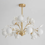 Ginkgo Leaf Chandelier with Frosted Glass Globes