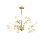 Ginkgo Leaf Chandelier with Frosted Glass Globes