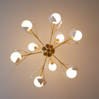 Ginkgo Leaf Chandelier with Frosted Glass Globes