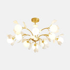 Ginkgo Leaf Chandelier with Frosted Glass Globes