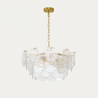 Chandelier Glass Discs Metal Frame Gold Finish Victorian
