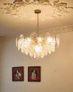 Chandelier Glass Discs Metal Frame Gold Finish Victorian