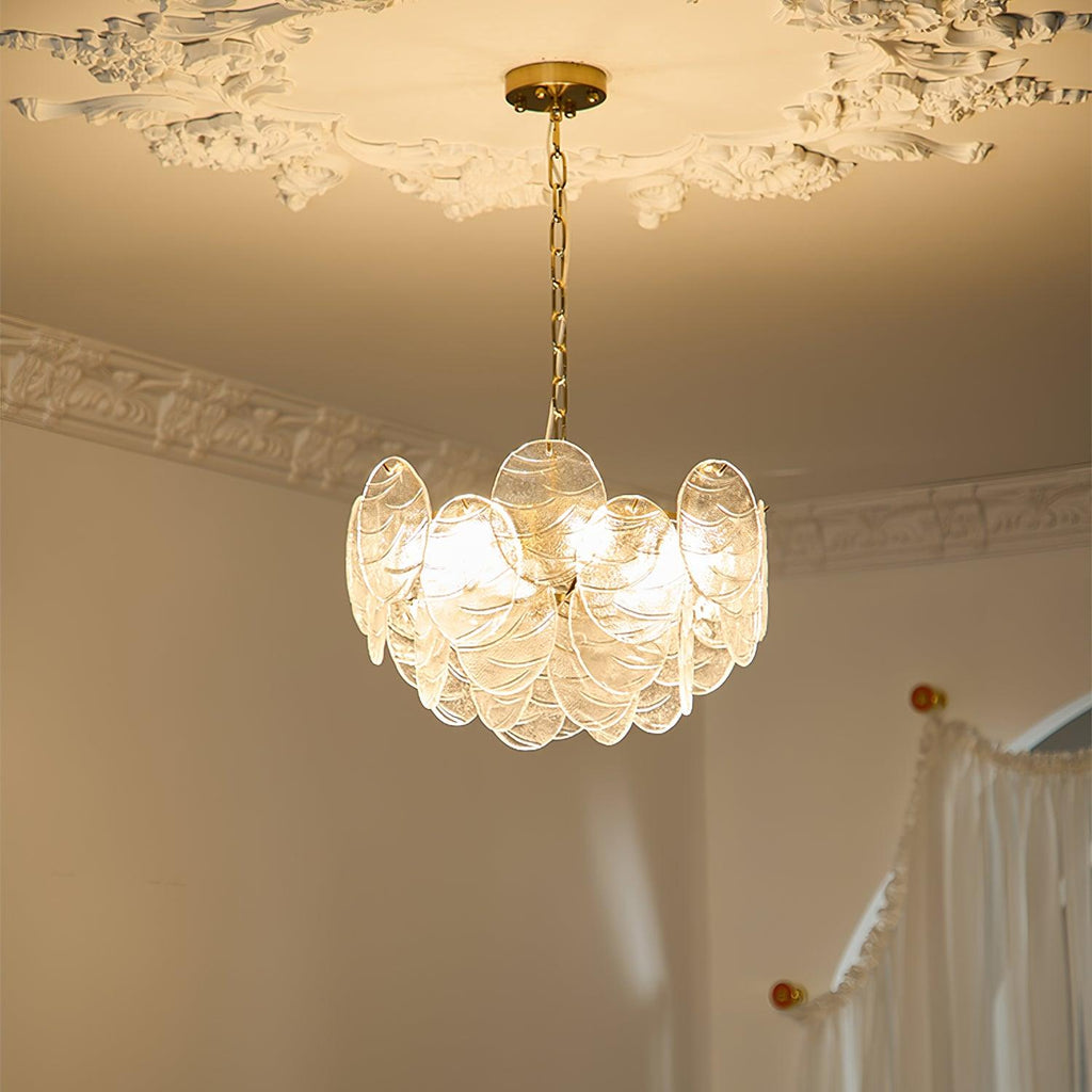 Chandelier Glass Discs Metal Frame Gold Finish Victorian