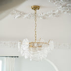 Chandelier Glass Discs Metal Frame Gold Finish Victorian