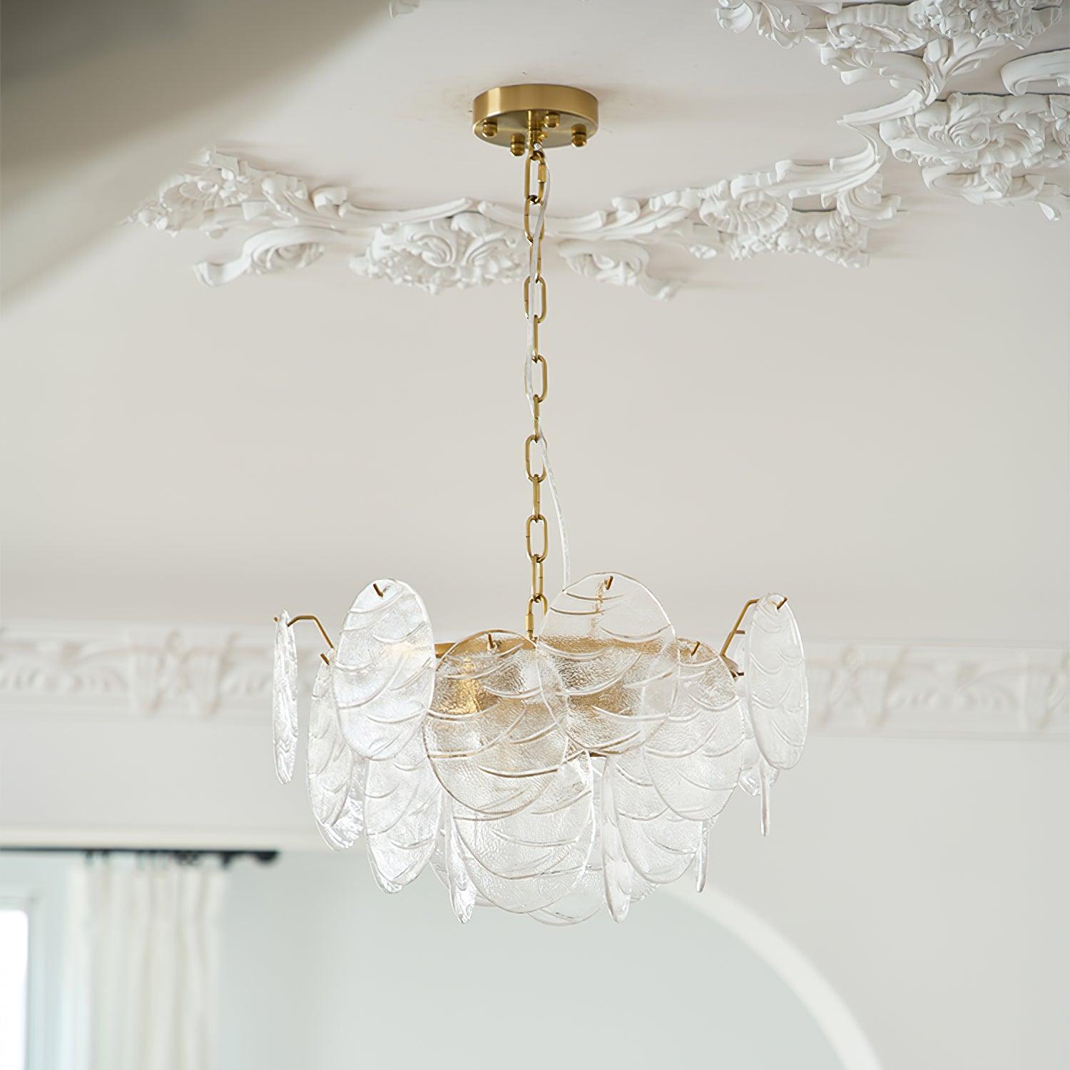Chandelier Glass Discs Metal Frame Gold Finish Victorian