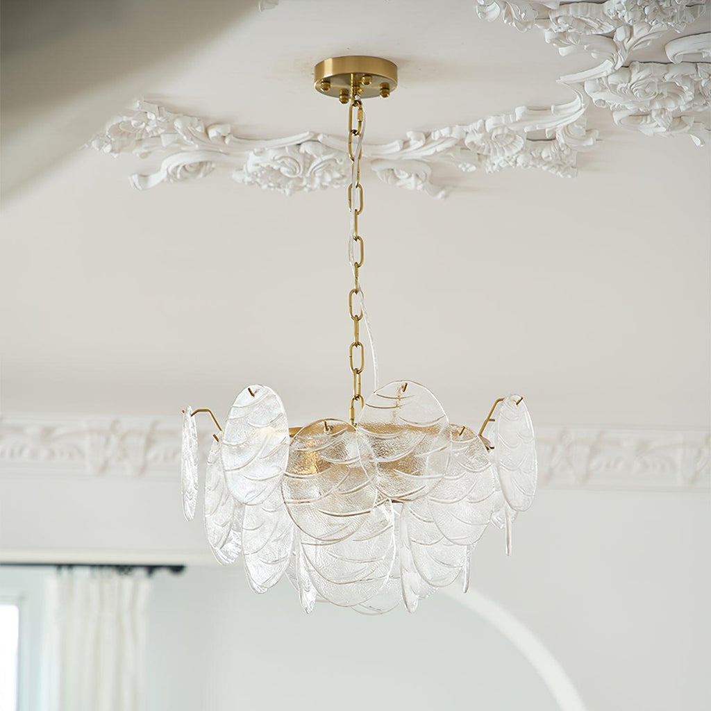 Chandelier Glass Discs Metal Frame Gold Finish Victorian