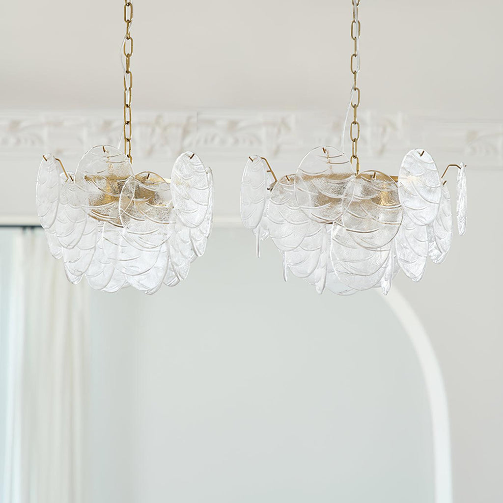 Chandelier Glass Discs Metal Frame Gold Finish Victorian