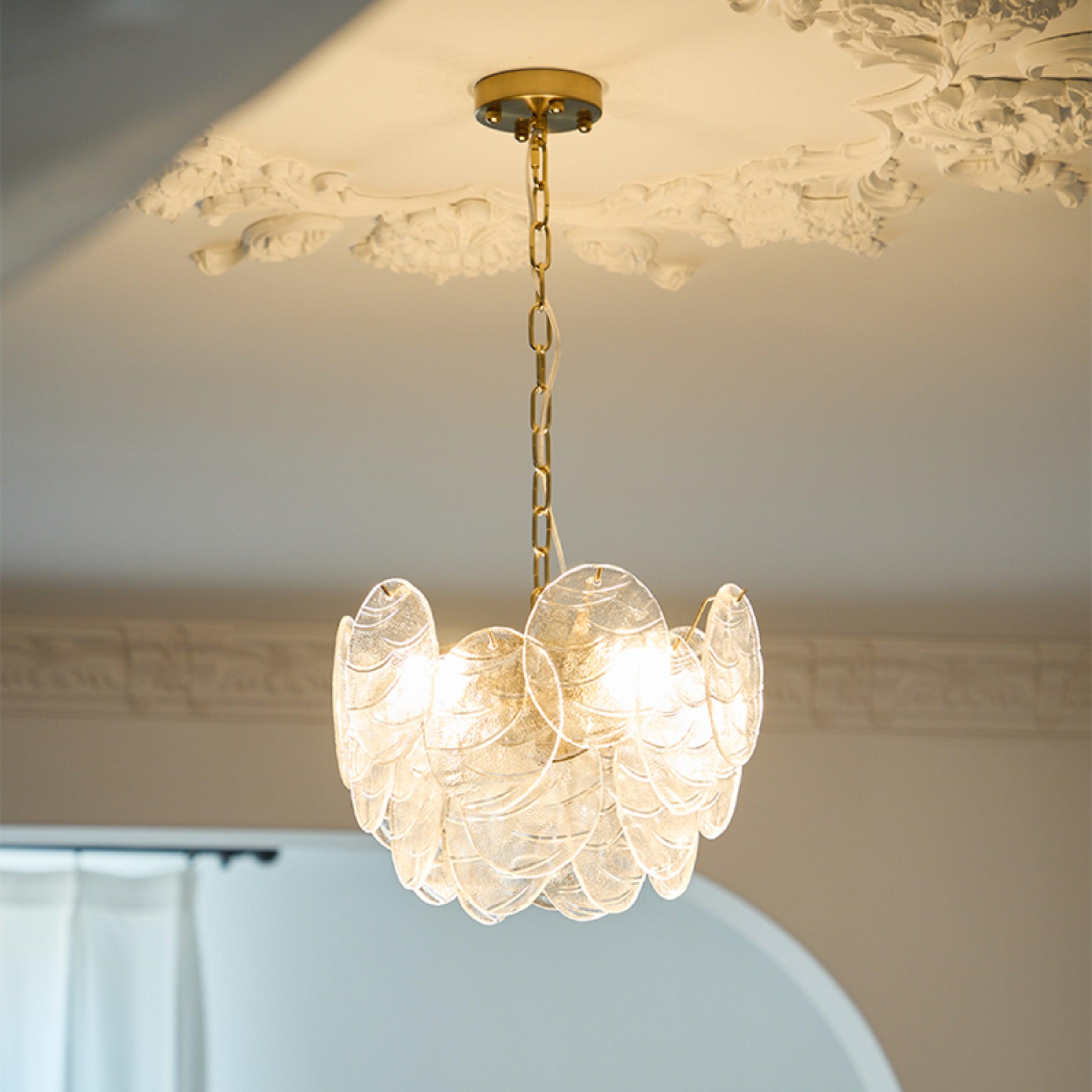 Chandelier Glass Discs Metal Frame Gold Finish Victorian