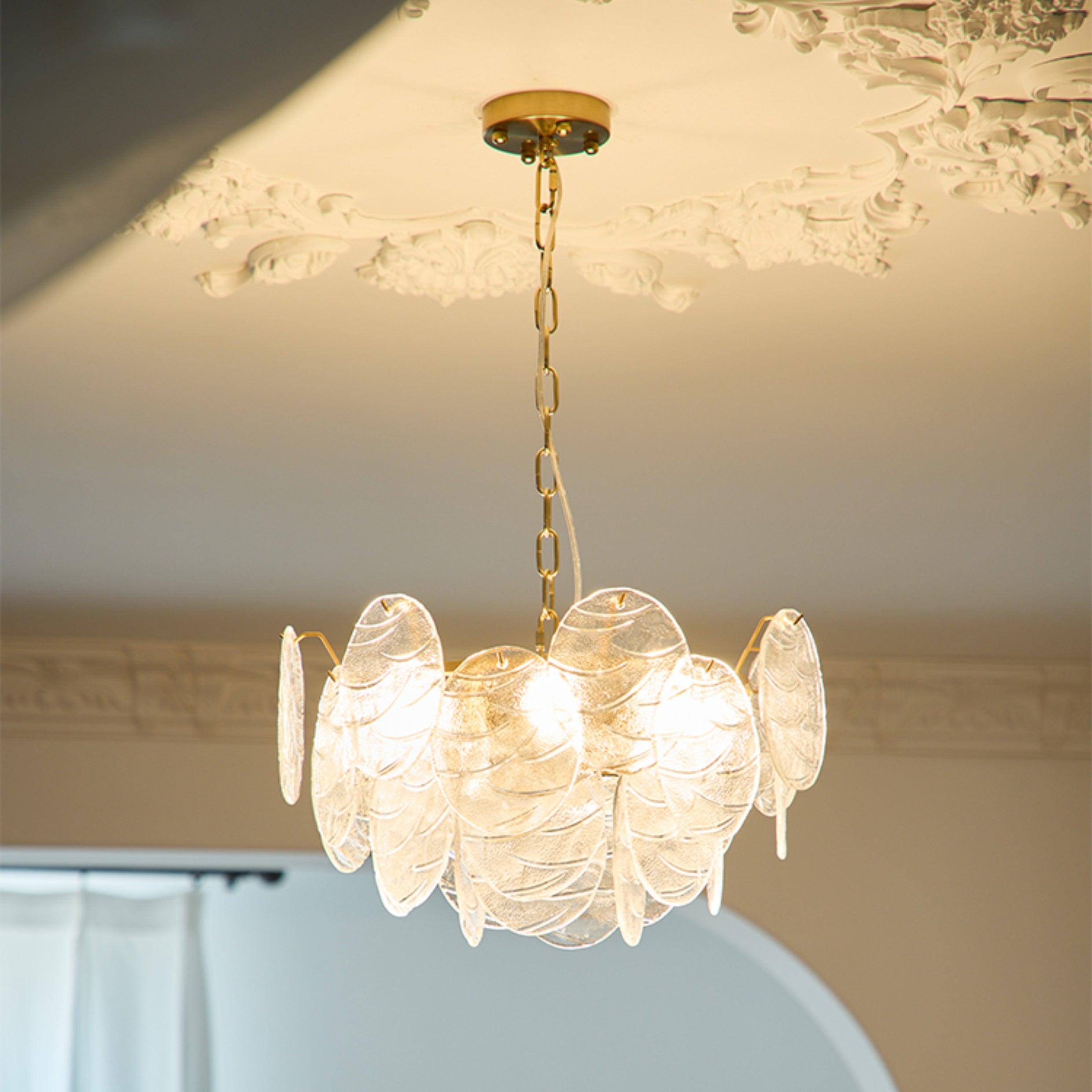 Chandelier Glass Discs Metal Frame Gold Finish Victorian