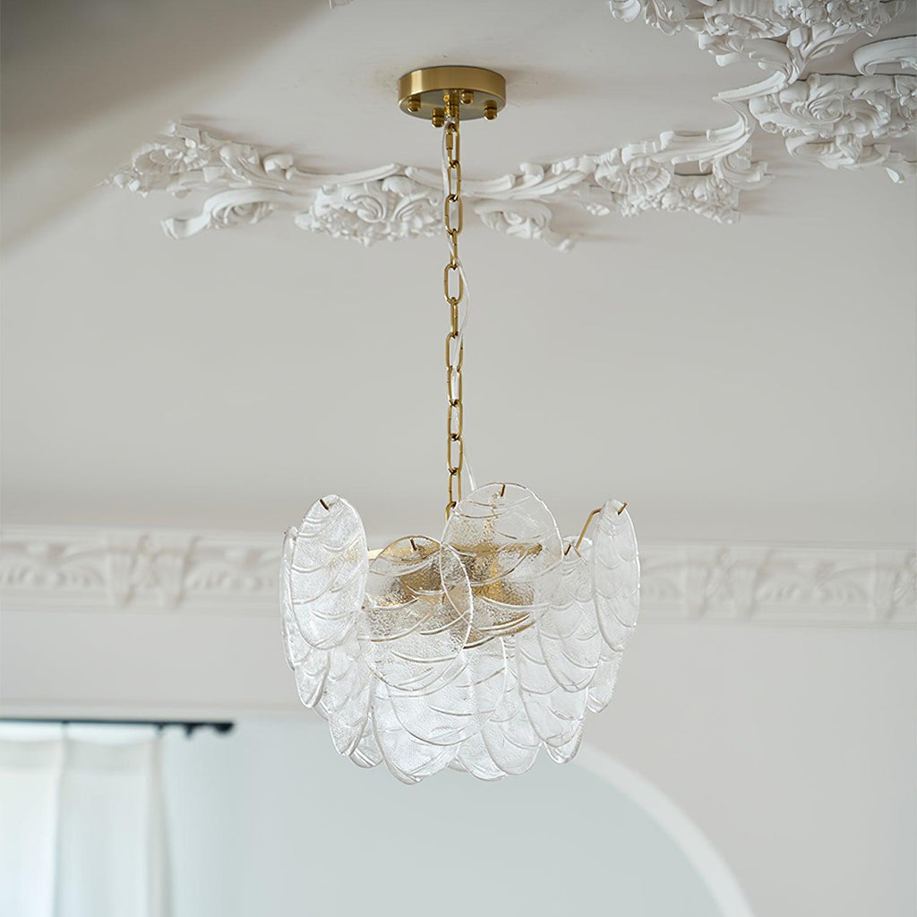 Chandelier Glass Discs Metal Frame Gold Finish Victorian