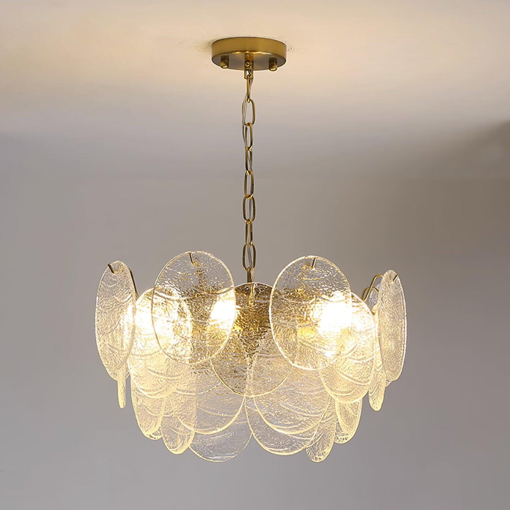 Chandelier Glass Discs Metal Frame Gold Finish Victorian