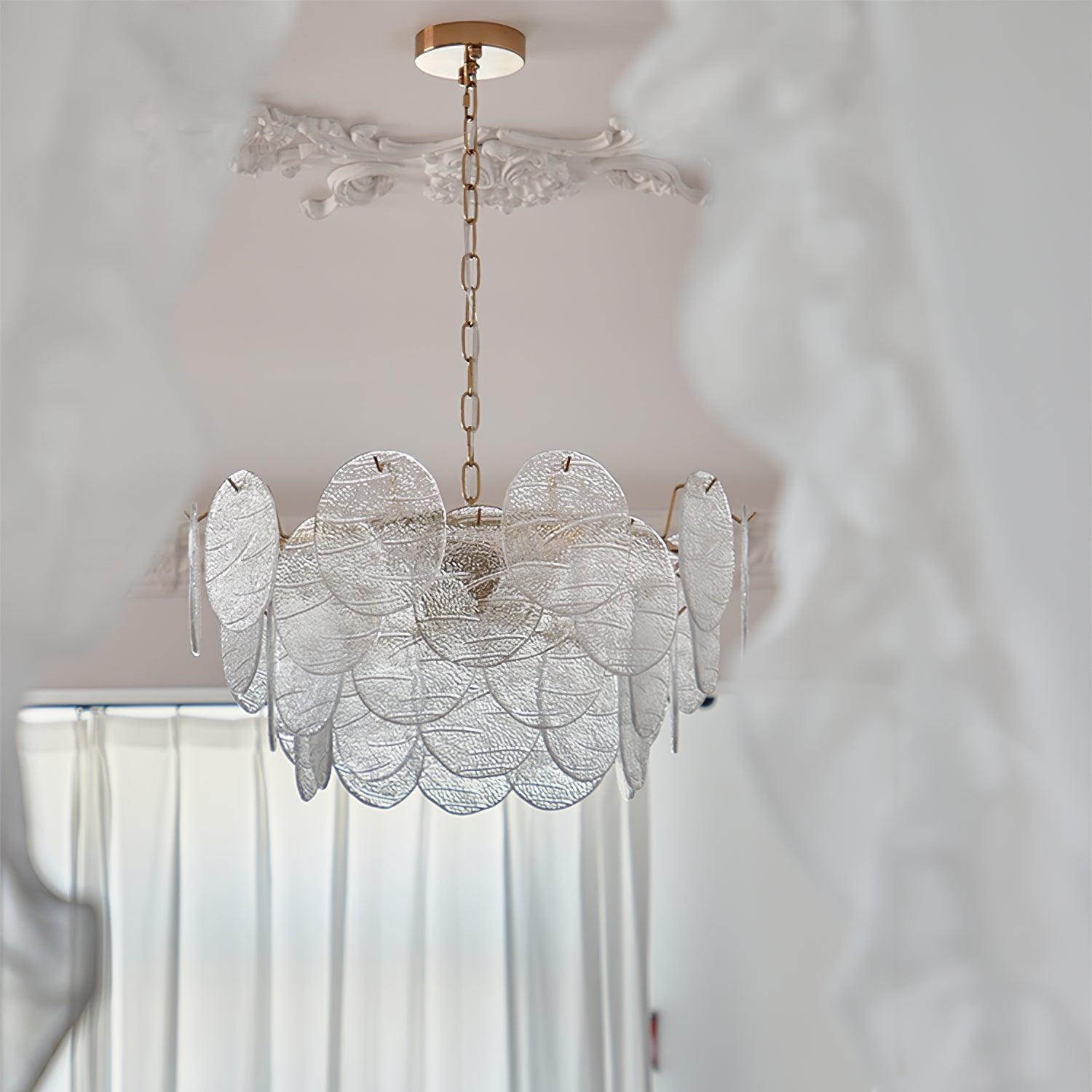Chandelier Glass Discs Metal Frame Gold Finish Victorian