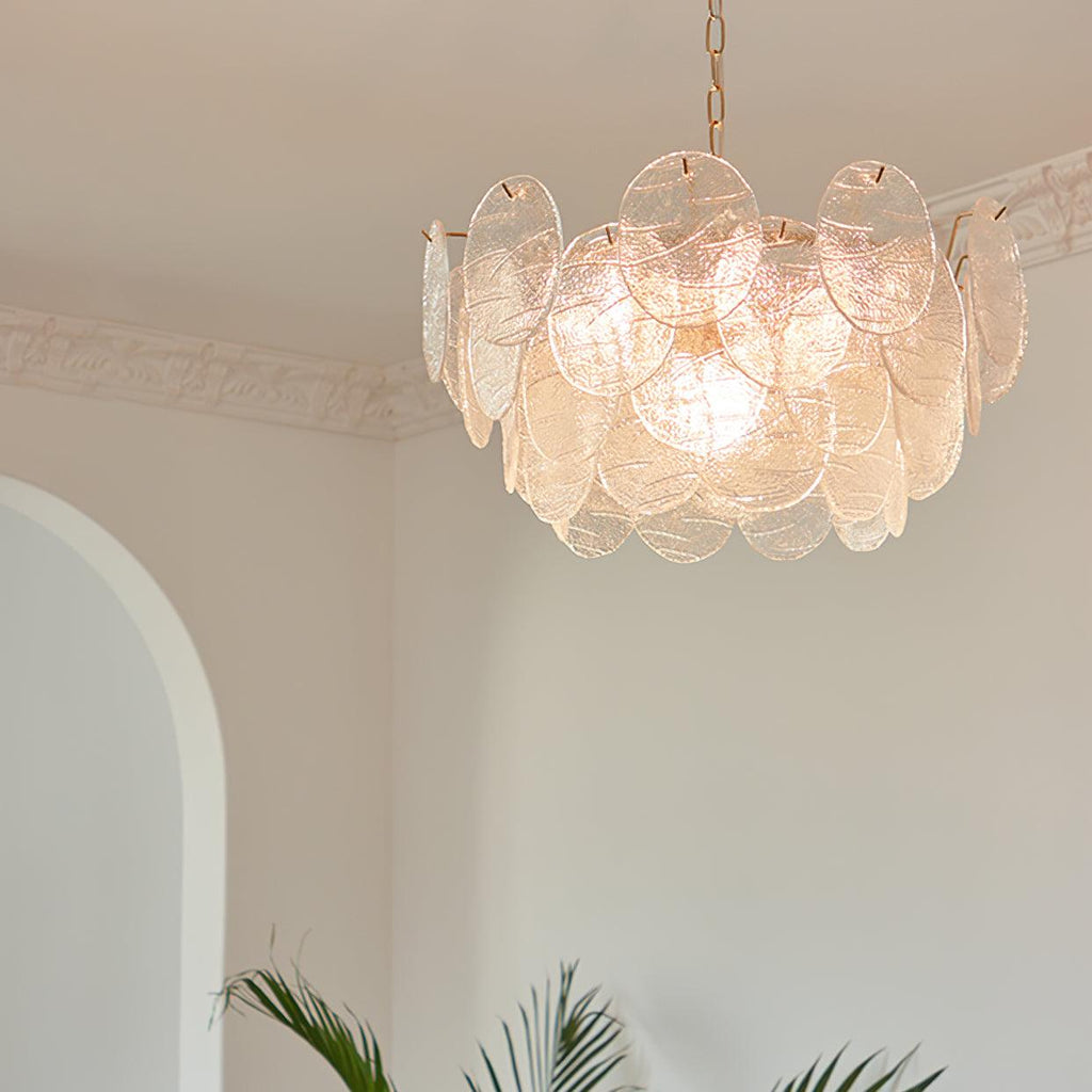 Chandelier Glass Discs Metal Frame Gold Finish Victorian