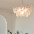 Chandelier Glass Discs Metal Frame Gold Finish Victorian