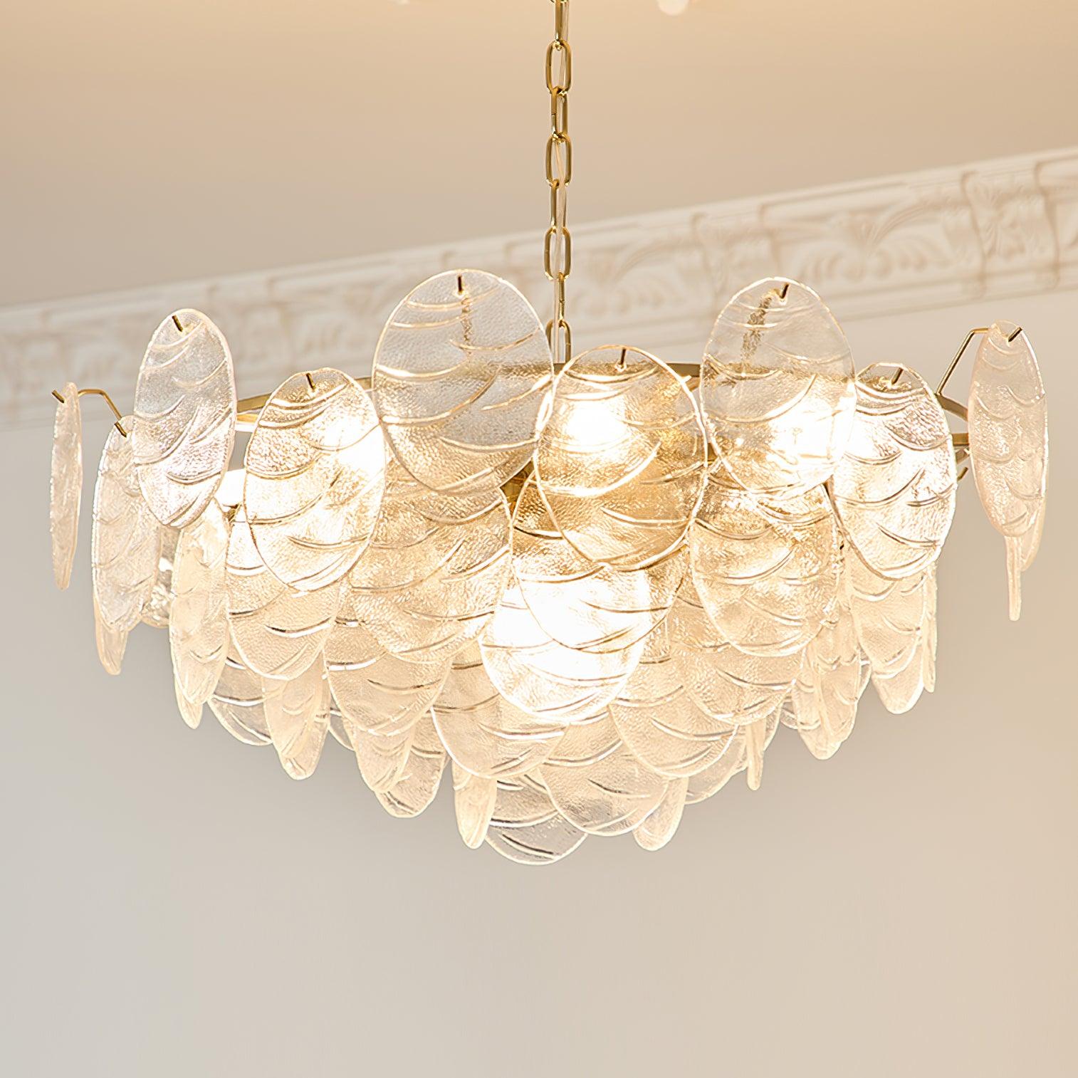 Chandelier Glass Discs Metal Frame Gold Finish Victorian