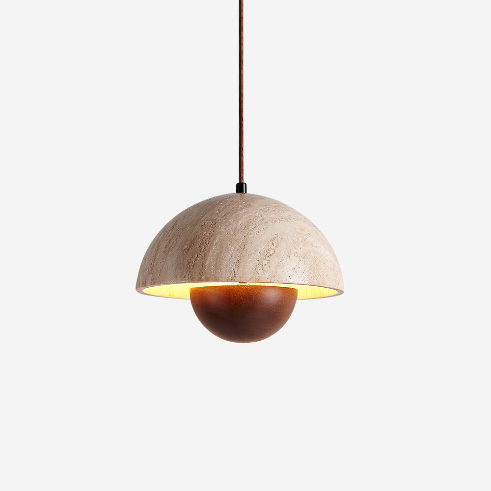 Ritta  Travertine  Pendant Lamp Wood