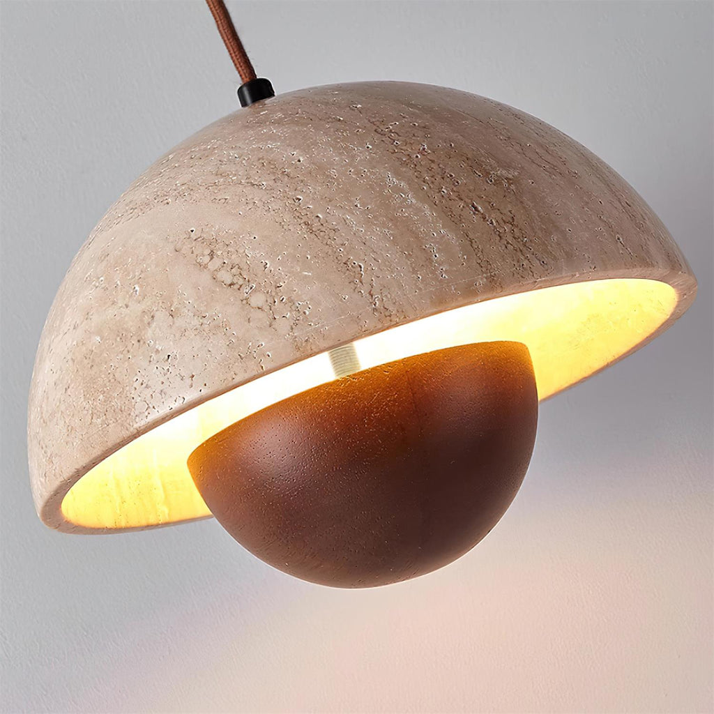 Ritta  Travertine  Pendant Lamp Wood