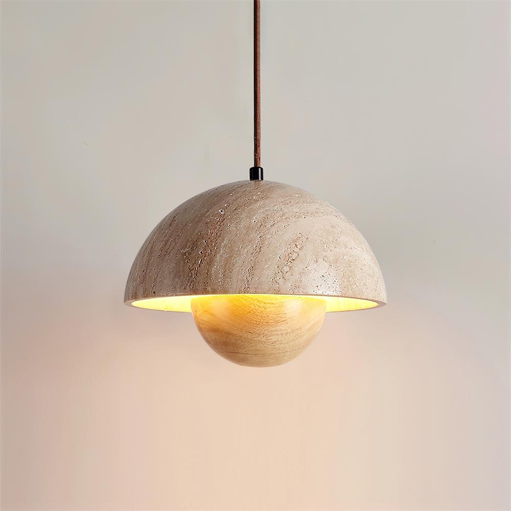 Ritta  Travertine  Pendant Lamp Wood