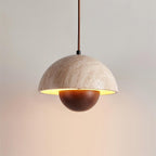 Ritta  Travertine  Pendant Lamp Wood