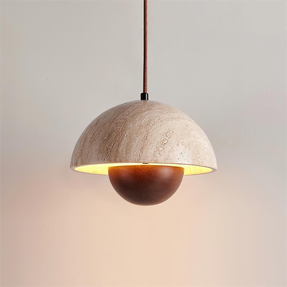 Ritta  Travertine  Pendant Lamp Wood