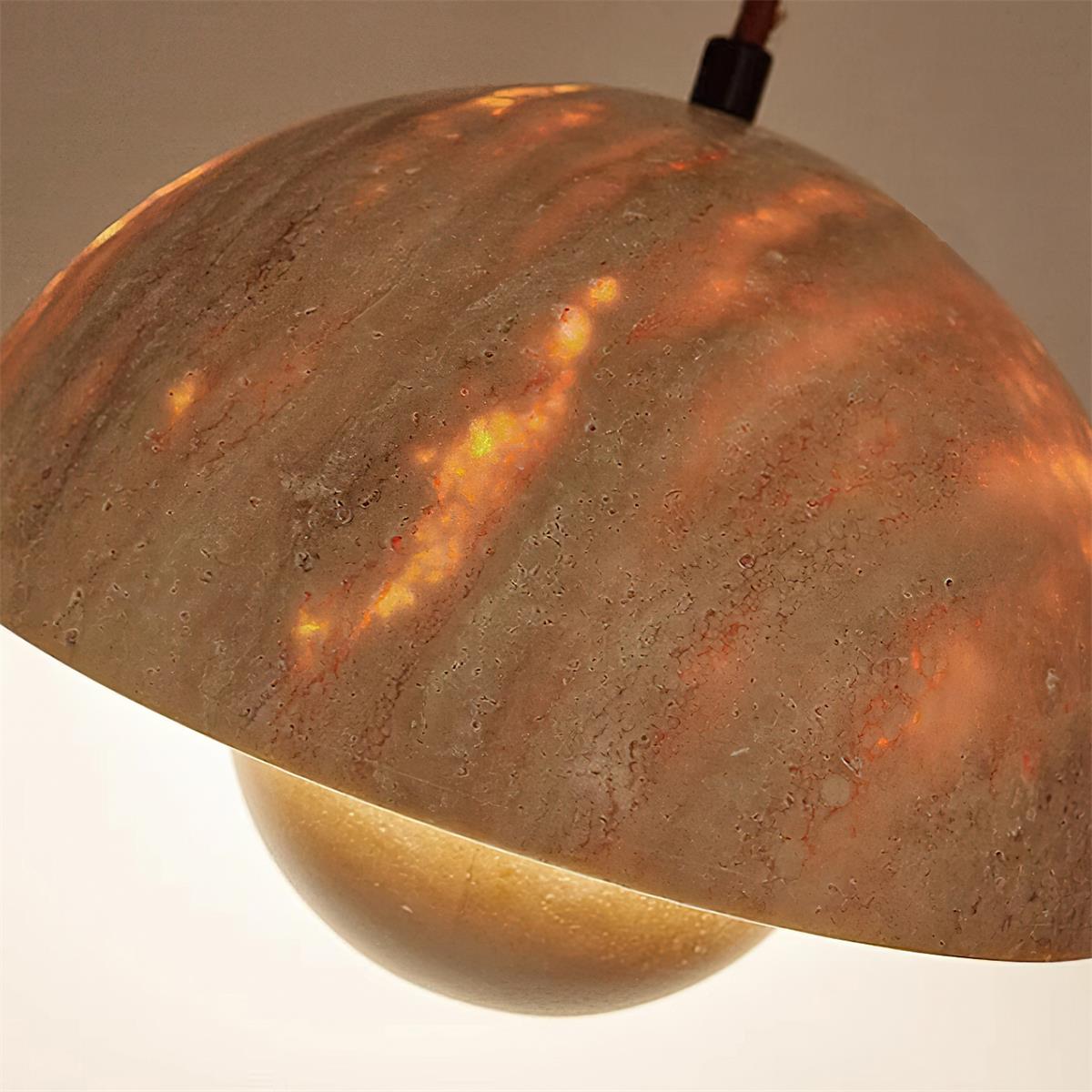 Ritta  Travertine  Pendant Lamp Wood