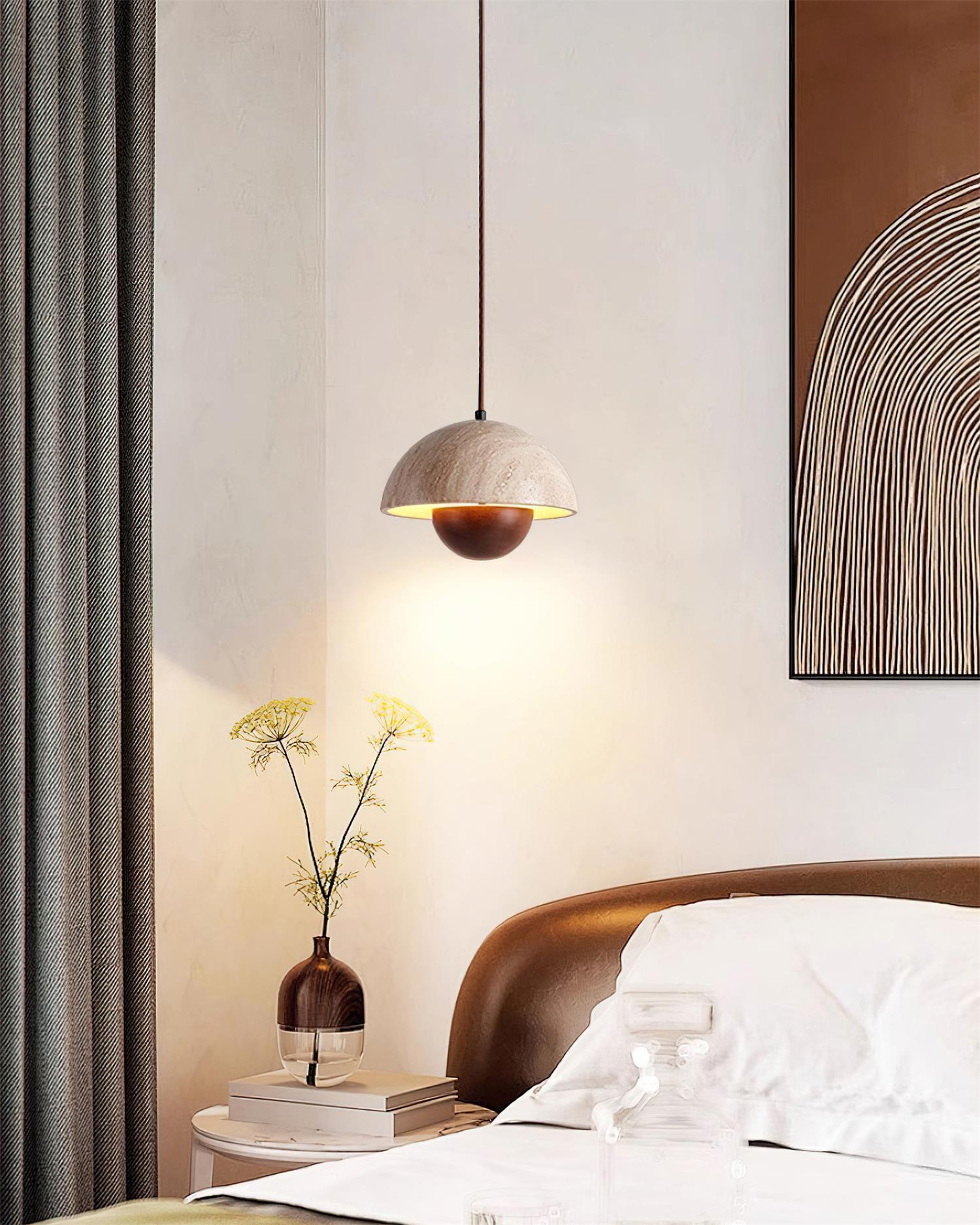 Ritta  Travertine  Pendant Lamp Wood