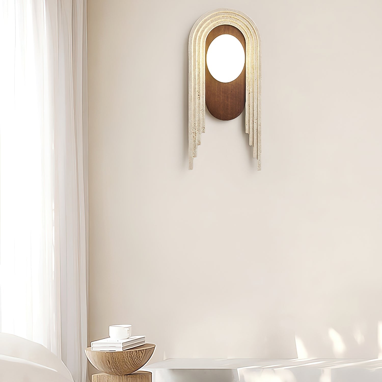 Uloryra Wall Light Minimalist in Travertine - Kingsley Beaumont