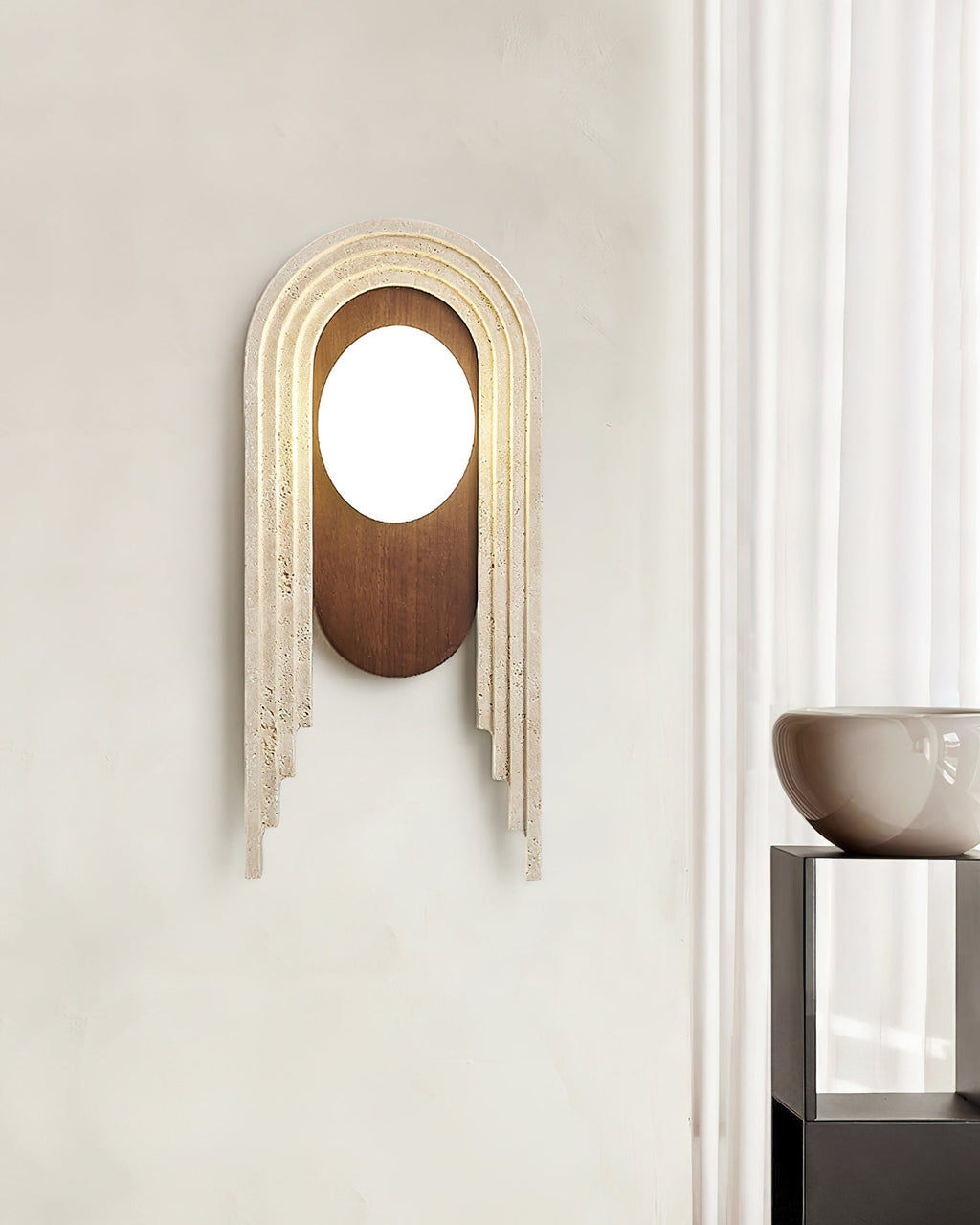 Uloryra Wall Light Minimalist in Travertine - Kingsley Beaumont