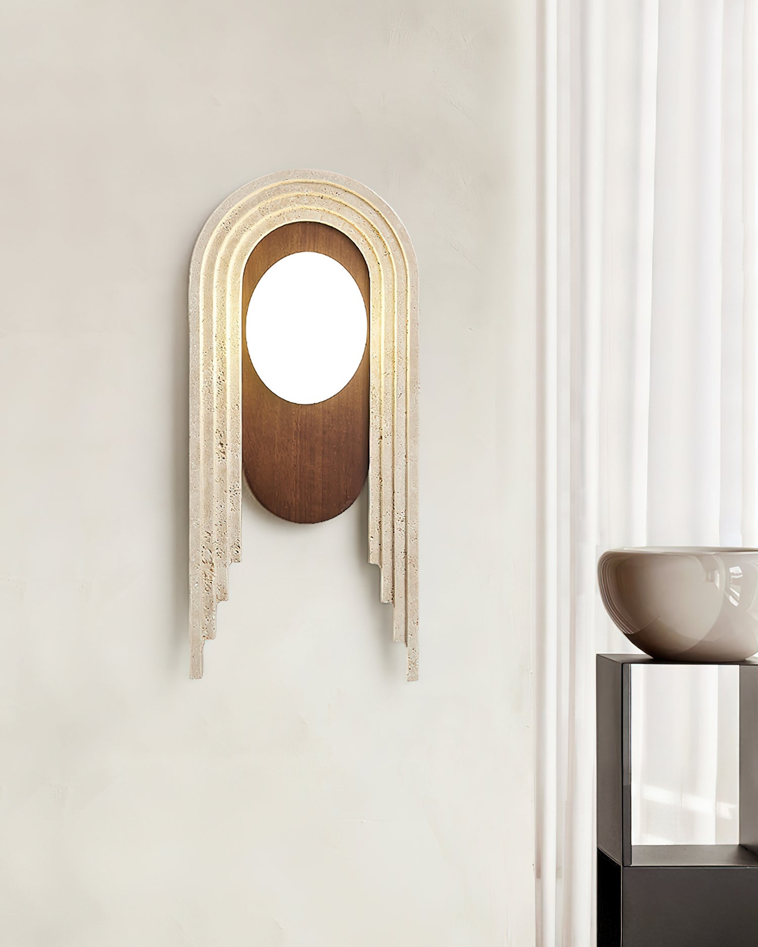 Uloryra Wall Light Minimalist in Travertine - Kingsley Beaumont