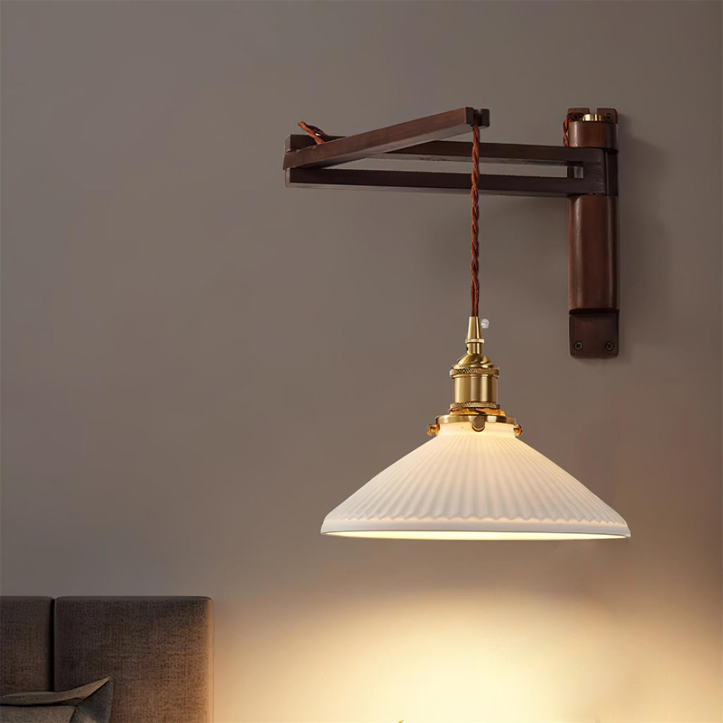 Geyla Rustic Wooden Wall Lamp