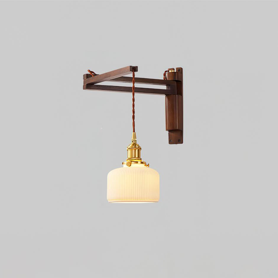 Geyla Rustic Wooden Wall Lamp