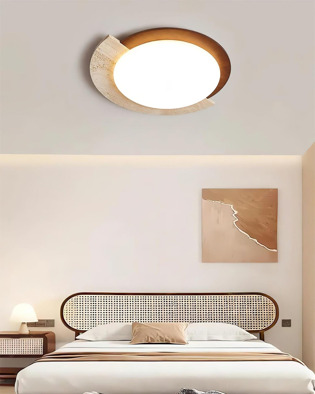Ritta  Travertine Oval LED Ceiling Light