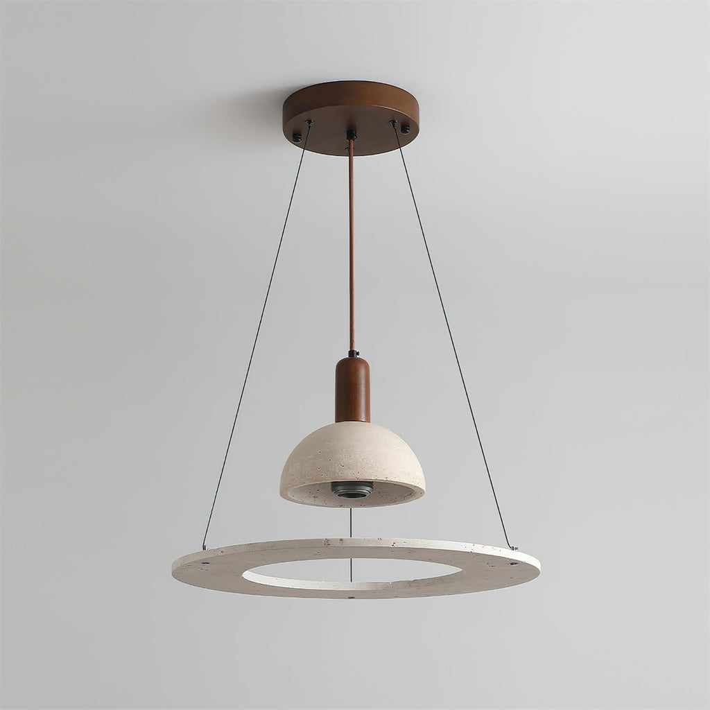 Ritta Travertine Dome & Ring Pendant Lamp