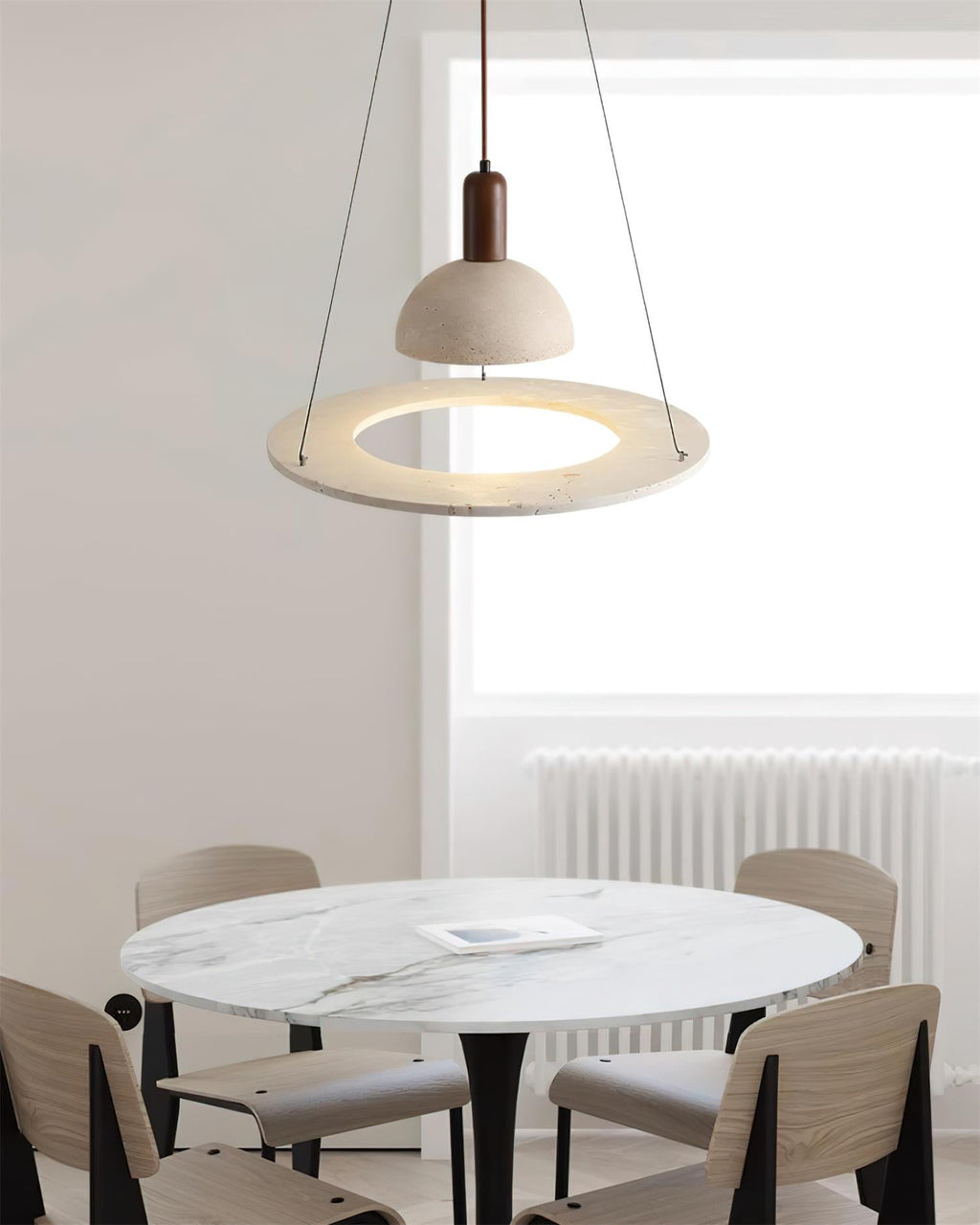 Ritta Travertine Dome & Ring Pendant Lamp