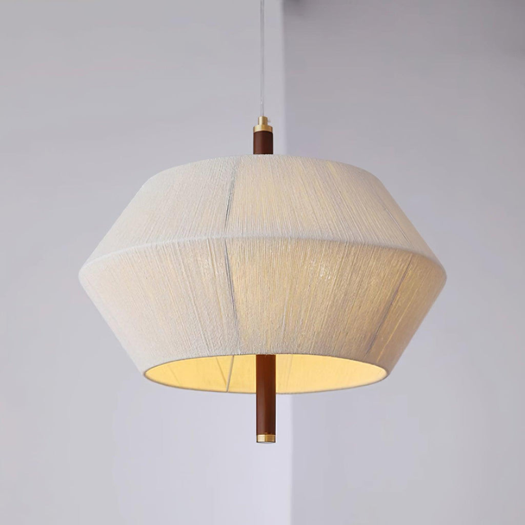 Pendant Lamp Cotton-Thread Shade Walnut Wood Natural