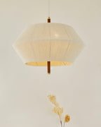 Pendant Lamp Cotton-Thread Shade Walnut Wood Natural