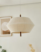 Pendant Lamp Cotton-Thread Shade Walnut Wood Natural