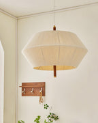 Pendant Lamp Cotton-Thread Shade Walnut Wood Natural