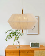 Pendant Lamp Cotton-Thread Shade Walnut Wood Natural