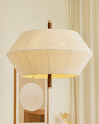 Pendant Lamp Cotton-Thread Shade Walnut Wood Natural