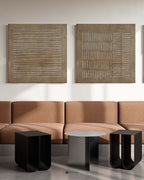 Earthy Linear Textured Relief Diptych Wall Art Set