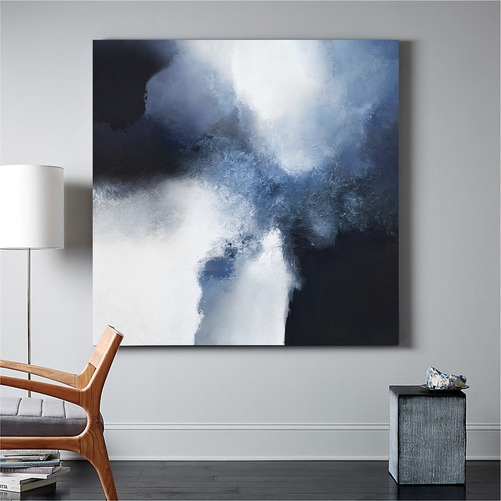 Minimalist Abstract Cloud Painting Navy