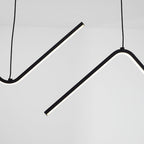 Arisha Modern Wavy linear Pendant Light Double, Black/Gold