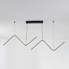 Arisha Modern Wavy linear Pendant Light Double, Black/Gold