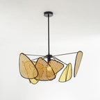 Ritta Pendant Light Leaf Grid, Rattan/Metal, Bedroom