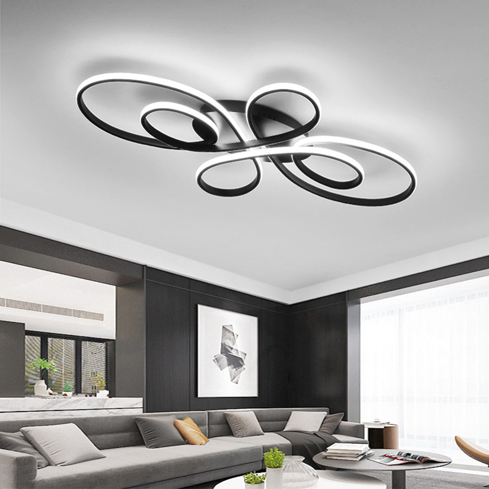Brisa Modern LED Multi Rings Flush Mount Ceiling Light, Brown/White